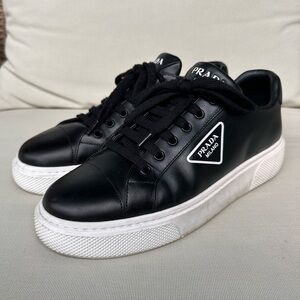 Prada Low Top Black Leather Sneakers